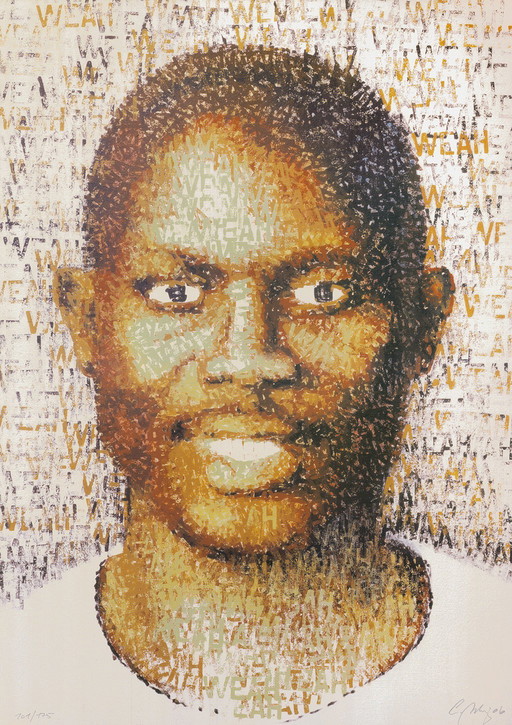 Britz, Chris - Weah (George Weah) - Handsigned - Offset lithograph