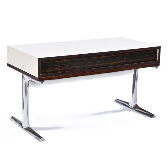 Image 1 of Console stereo TV con cassetto in plastica rossa cromata Raymond Loewy DF-2000