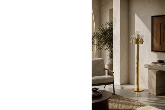 Image 1 of Vintage Mid-Century Scandinavian Modern Sculptural Gold Floor Lamp by Hans-Agne Jakobsson for Hans-Agne Jakobsson Ab, 1970s