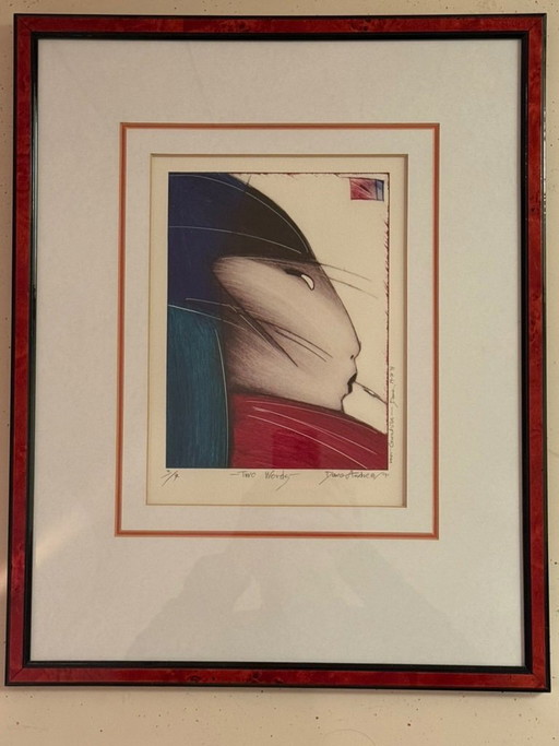 Etching by Dana Andreev Two Words number 3, series of 7 (1991)