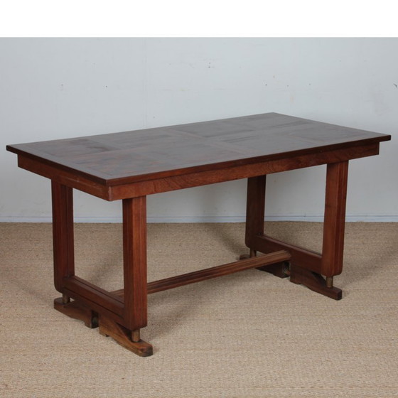 Image 1 of Dining table in wood and brass, French work, 1940