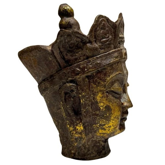 Paar Ksitigarbha (Dizang Pusa) Köpfe – Vergoldetes Gusseisen, China, 18.-19. Jahrhundert – Bildhauerei (photo 12 of 19)