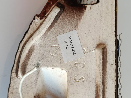 Image 1 of Par de apliques de pared de cerámica Deschuytener con efecto de madera de raíz, Bélgica, década de 1980.