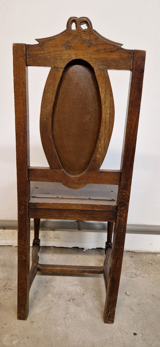 Antique wooden and leather Dining chairs (photo 2 of 5)