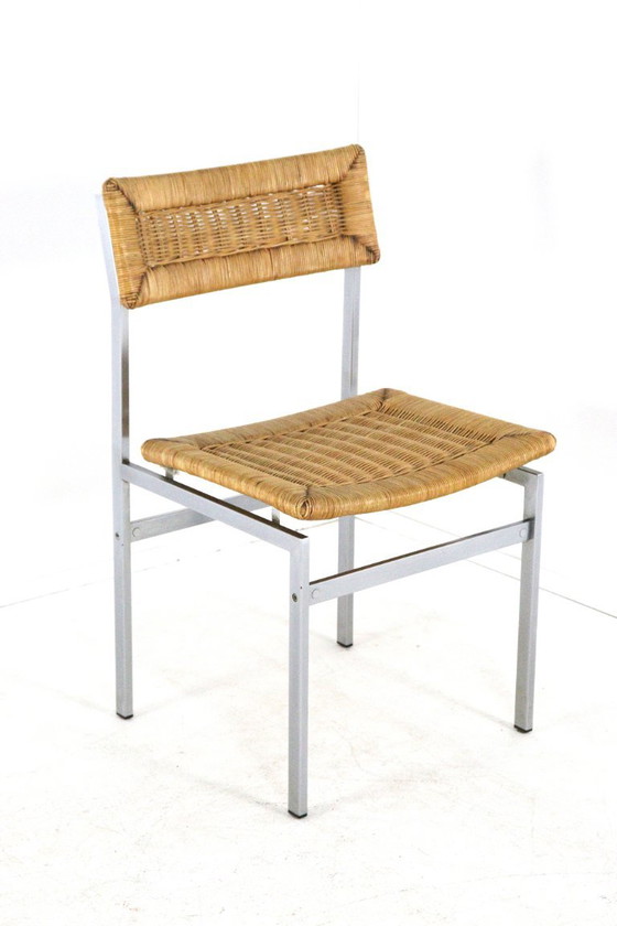Set van 4 stoelen eetkamerstoelen metaal riet vintage – Chrome (photo 16 of 16)