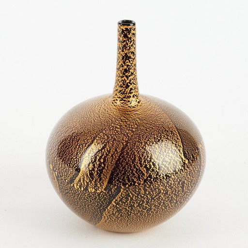 Raro vaso in vetro vintage, nero/oro