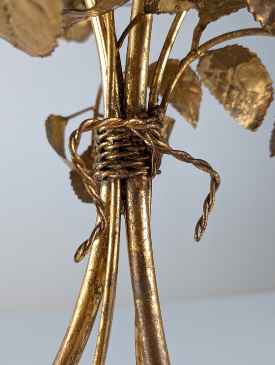 Mid-Century vergoldeter Metall Blumen Rosen Beistelltisch 1970er – Beistelltische, Glass (photo 7 of 18)