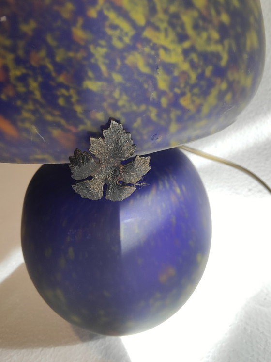 Image 1 of Ambachtelijke mushroom glaspasta lamp blauw volglas