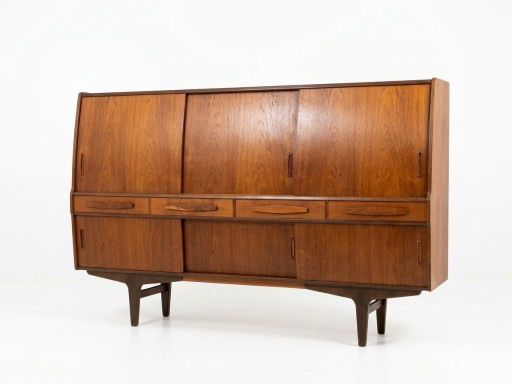 Seltenes Vintage dänisches Teak Highboard von Poul M. Jessen – 1960er Jahre