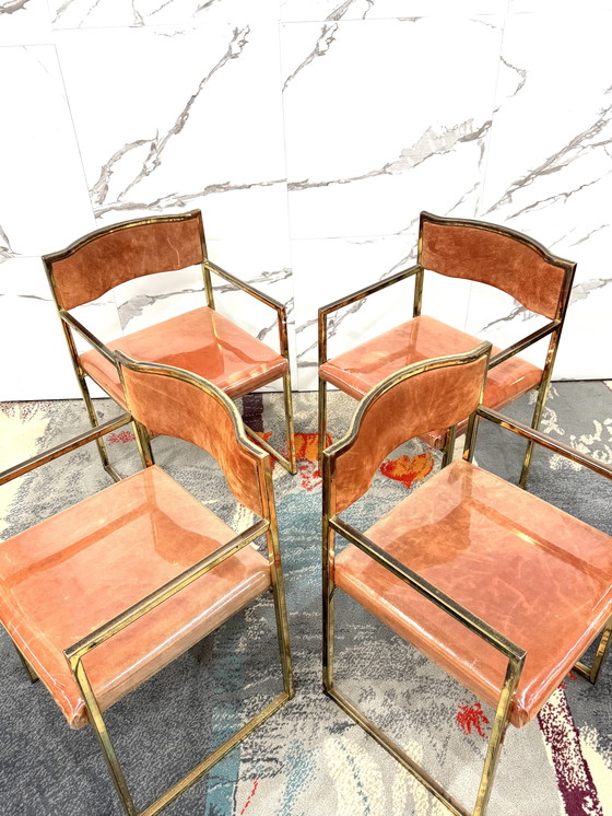 Image 1 of Ensemble de 4 fauteuils de salle à manger Hollywood Regency 1970 modernes