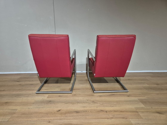 Image 1 of 2x Xooon Luzern - Poltrone - Rosso - Tessuto - Pelle