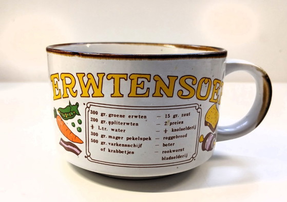 Image 1 of (W007) Complete vintage set of 6 soup bowls with recipes – 70s retro classics