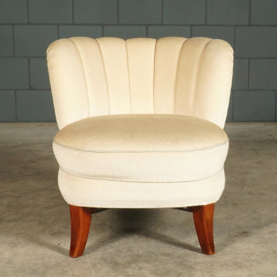 Image 1 of Vintage cocktailfauteuils – wit velours – jaren 60