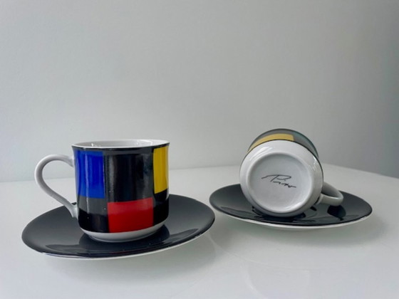 Image 1 of Postmodernes Tassen- und Untertassenset, 8-teilig