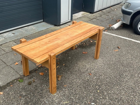 Image 1 of Reconstructie mahoniehouten foyertafel Frankrijk jaren 1960 stijl Jean Prouvé