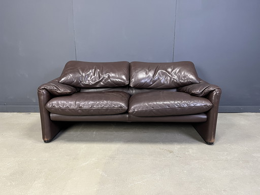 Leather Maralunga Sofa by Vico Magistretti for Cassina