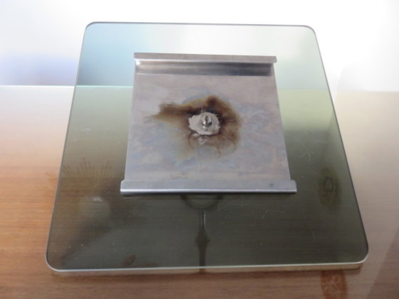 Image 1 of Drehbarer Servierteller im modernistischen Stil aus Rauchglas und versilbertem Metall, 1970er/80er Jahre