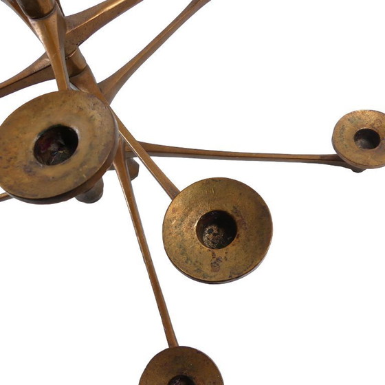 Image 1 of Brutalistischer Decken Kerzenhalter aus Bronze, 12flammig, 1960er Jahre