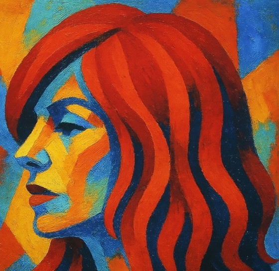 Image 1 of Karmen Moccha: "Homenaje Kate Pierson". Giclée sobre terciopelo Hahnemühle, firmado a mano. Edición 1/10. En excelente estado.