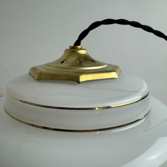 OLD LARGE OPALINE PENDANT LAMP 1970 VINTAGE – Glass (photo 6 of 8)