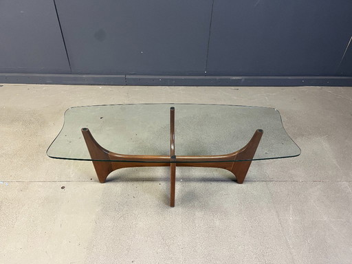 Table basse scandinave en teck et verre, années 1960