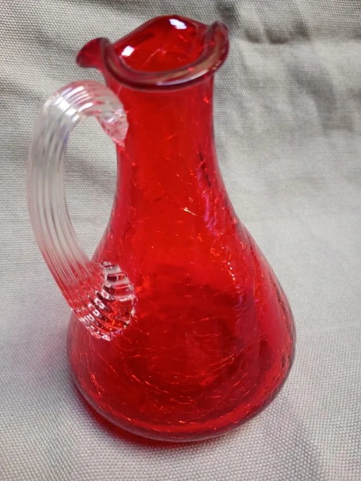 Jarra Vintage Rojo Rubí 'Crackle Glass'