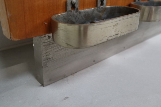 Image 1 of Modernist wall-mounted cloakroom in Teak, Aluminium & Nickel-plated Brass, 1950s