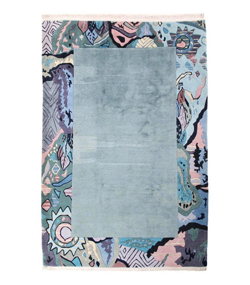 Alfombra de lana de las tierras altas de Nepal, diseño moderno original, 301 x 206 cm