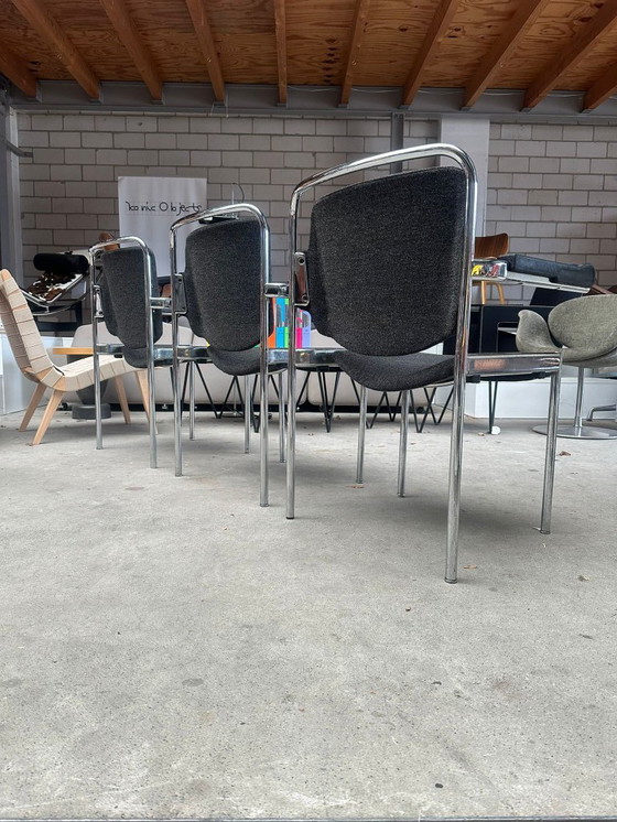 Image 1 of Vintage Schöder & Henzelmann tubular frame stackable chairs (more in stock)