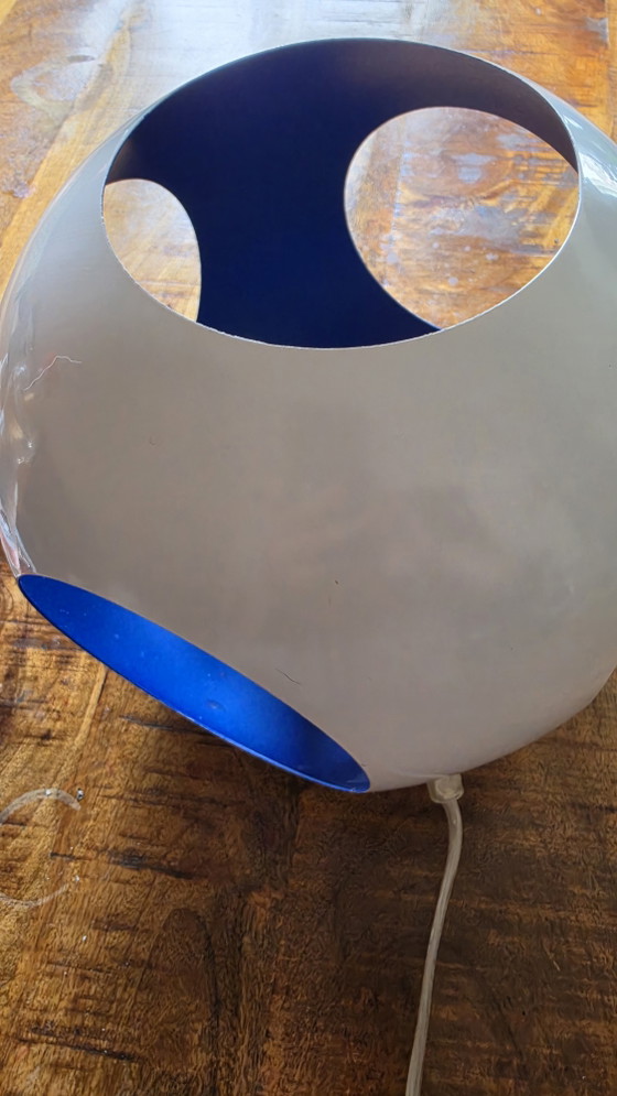 Image 1 of Lampada da tavolo vintage in metallo stile Space Age | Bianca e blu cobalto | Anni '70/'80