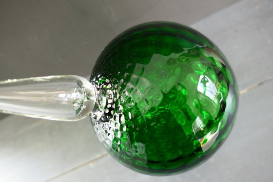Vintage Empoli Optically Blown Glass Vase Green (photo 6 of 7)
