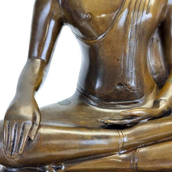 Buda tailandés de bronce Luang Phor sobre base ornamentada – 44,5 cm – Esculturas, Bronze (photo 9 of 11)