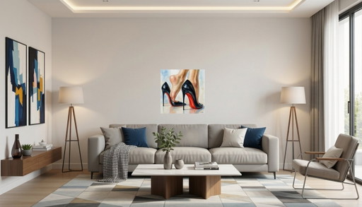 Watercolor on Acrylic Canvas "Louboutin Forever" - (60x60 Cm)
