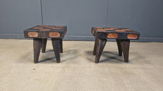 Image 1 of Vintage rustic wooden side tables or stools, 1960s