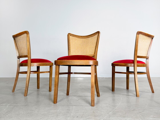 Image 1 of Conjunto original de tres sillas Thonet A811/1 Josef Hoffmann 1951 Tapizadas