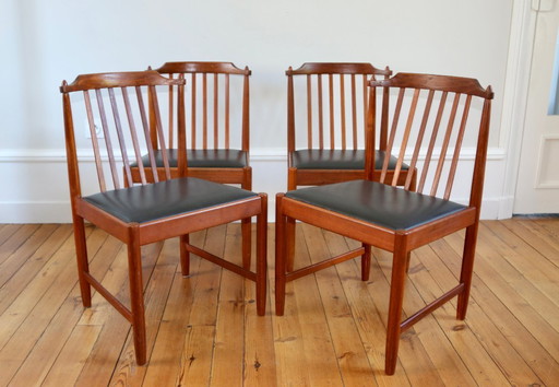 Serie von 4 skandinavischen Vintage-Stühlen Teak Breox, 1960