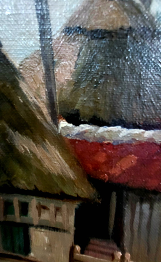 Image 1 of Antique painting - A farmhouse in Soest with chickens running loose by H.Koekoek
