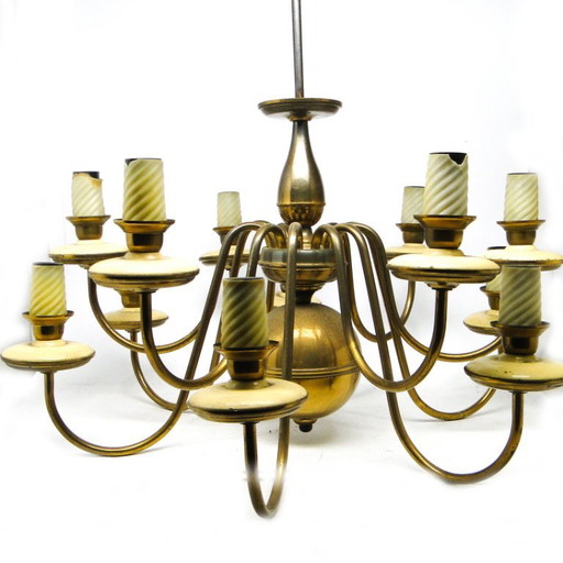 Vintage Metal Chandelier, Poland, 1980s – kroonluchters, Brass (photo 2 of 13)