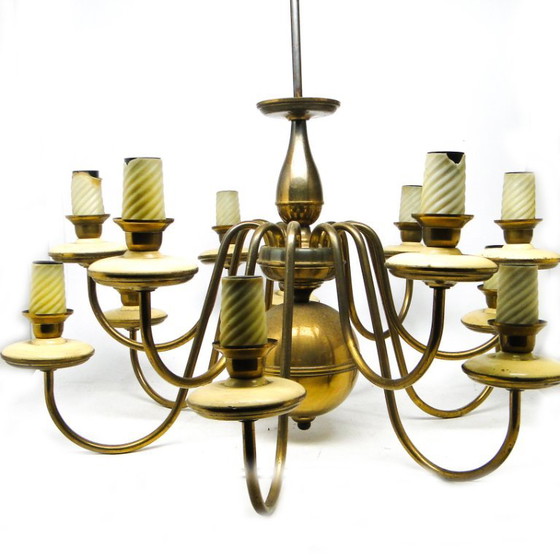Vintage Metal Chandelier, Poland, 1980s – Brass (photo 2 of 13)