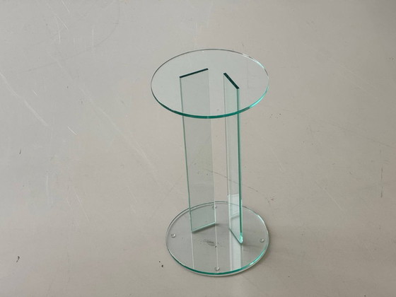 Image 1 of Minimalist glass flower stand/pedestal, 1980s