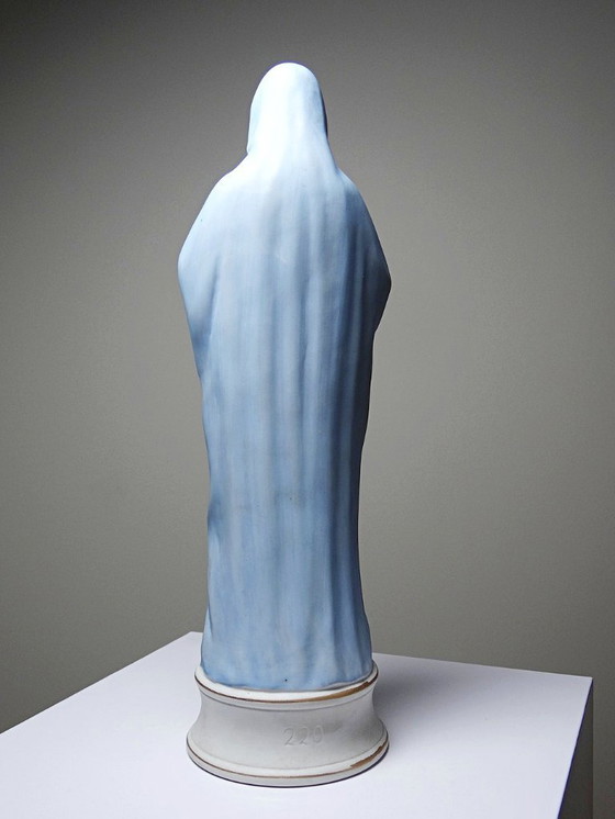 Image 1 of Grande sujet Sainte Vierge au Sacré Coeur en biscuit polychrome ancienne