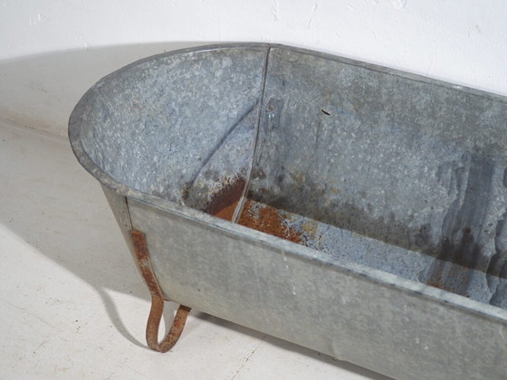 Antique Galvanized Zinc Bathtub – European Industrial Tub – circa 1900 #5 – Decorative Objects, Iron, Rustic (photo 30 of 39)