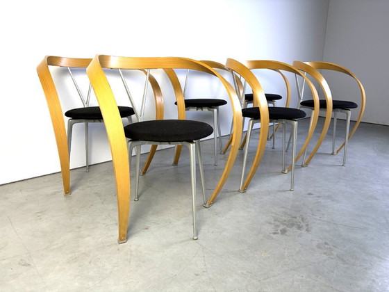 Revers Dining Chairs by Andrea Branzi for Cassina, 1993, Set of 6, Wood, Metal, Black, Modern (photo 10 of 13)