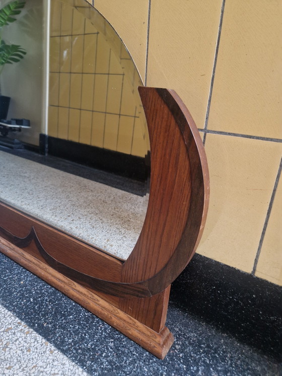 Image 1 of Miroir de cheminée/de buffet Art Déco authentique - Années 1930 - Chêne / Coromandel