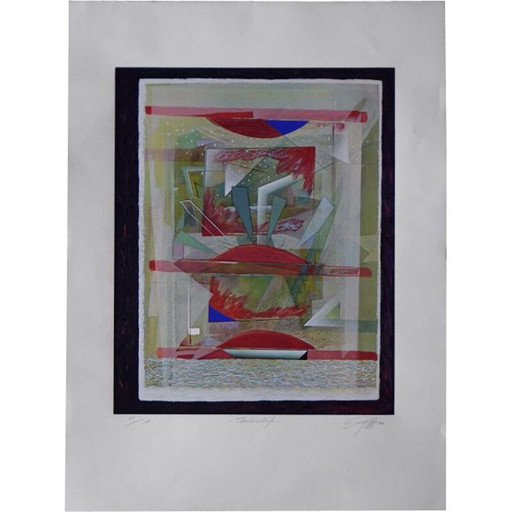 Sérigraphie vintage originale de Peter Foeller Feuerschiff, 1990