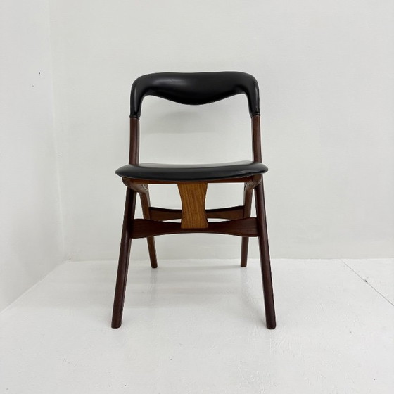 Sedia da pranzo vintage di Louis van Teeffelen, anni '60, Sedie da pranzo, Legno, Pelle, Marrone (foto 5 di 14)