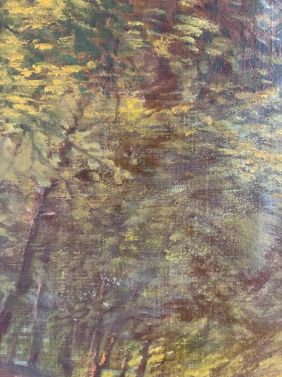 Image 1 of Vintage original oil painting forest landscape