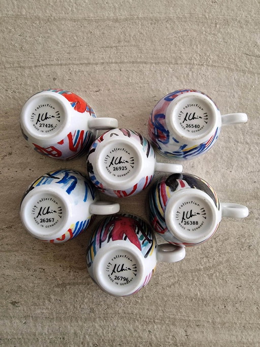 Illy Art Collection, Sandro Chia 6 Espresso cups and saucers