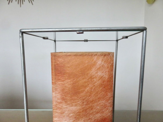 Image 1 of Modernist, minimalist lamp, orange fiber, glass and metal, 1970-1980
