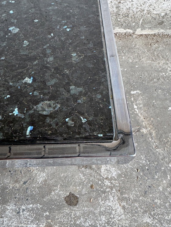 Image 1 of Tavolino rettangolare vintage con piano in terrazzo nero